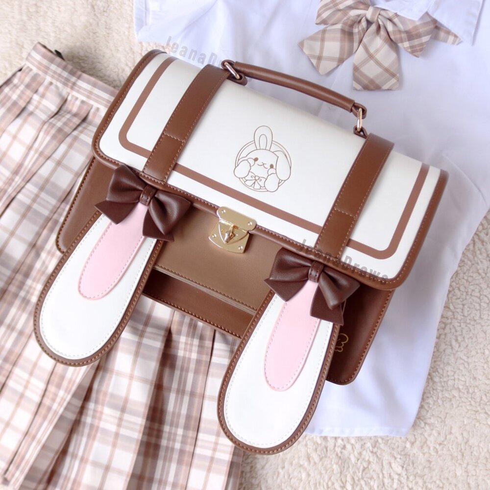 JeanaDraws brown kawaii cute bunny ear bag backpack NEW PACKAGED RARE SOLDOUT